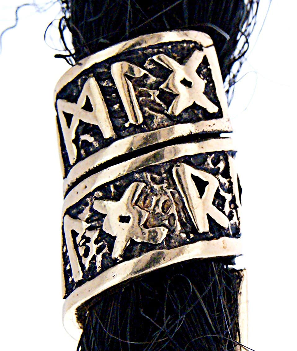Bronze Viking Spiral Beard Bead Dreadlocks With Runes - SilverMania925