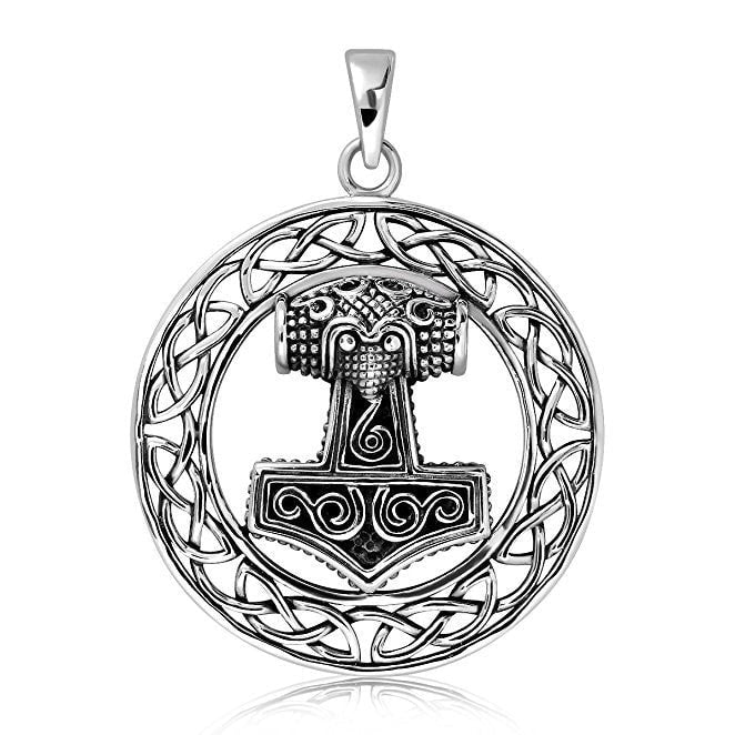 925 Sterling Silver Thor Hammer Mjolnir Viking Norse Celtic Infinity Knots Pendant - SilverMania925