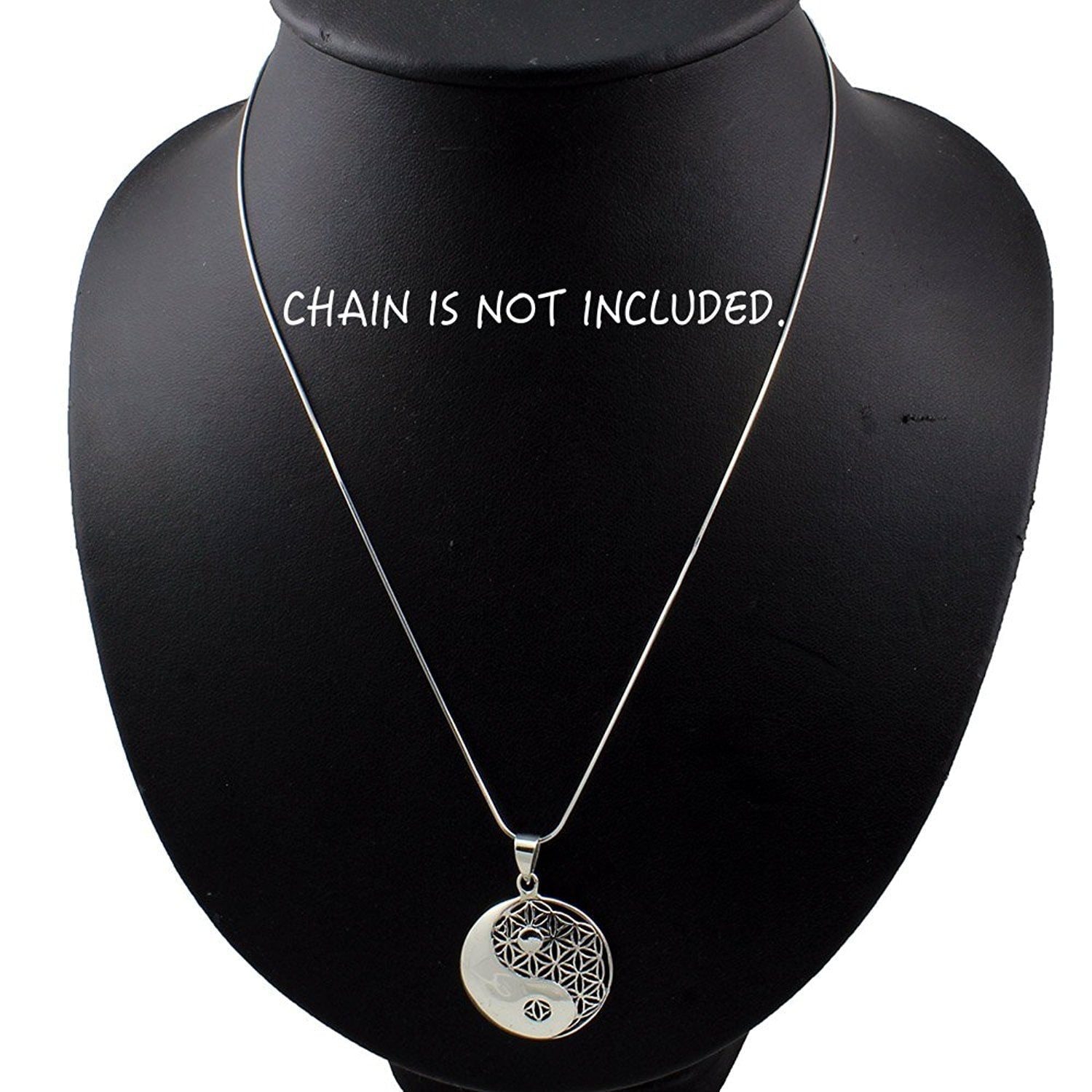 925 Sterling Silver Yin Ying Yang Flower of Life Sacred Geometry Spiritual Pendant