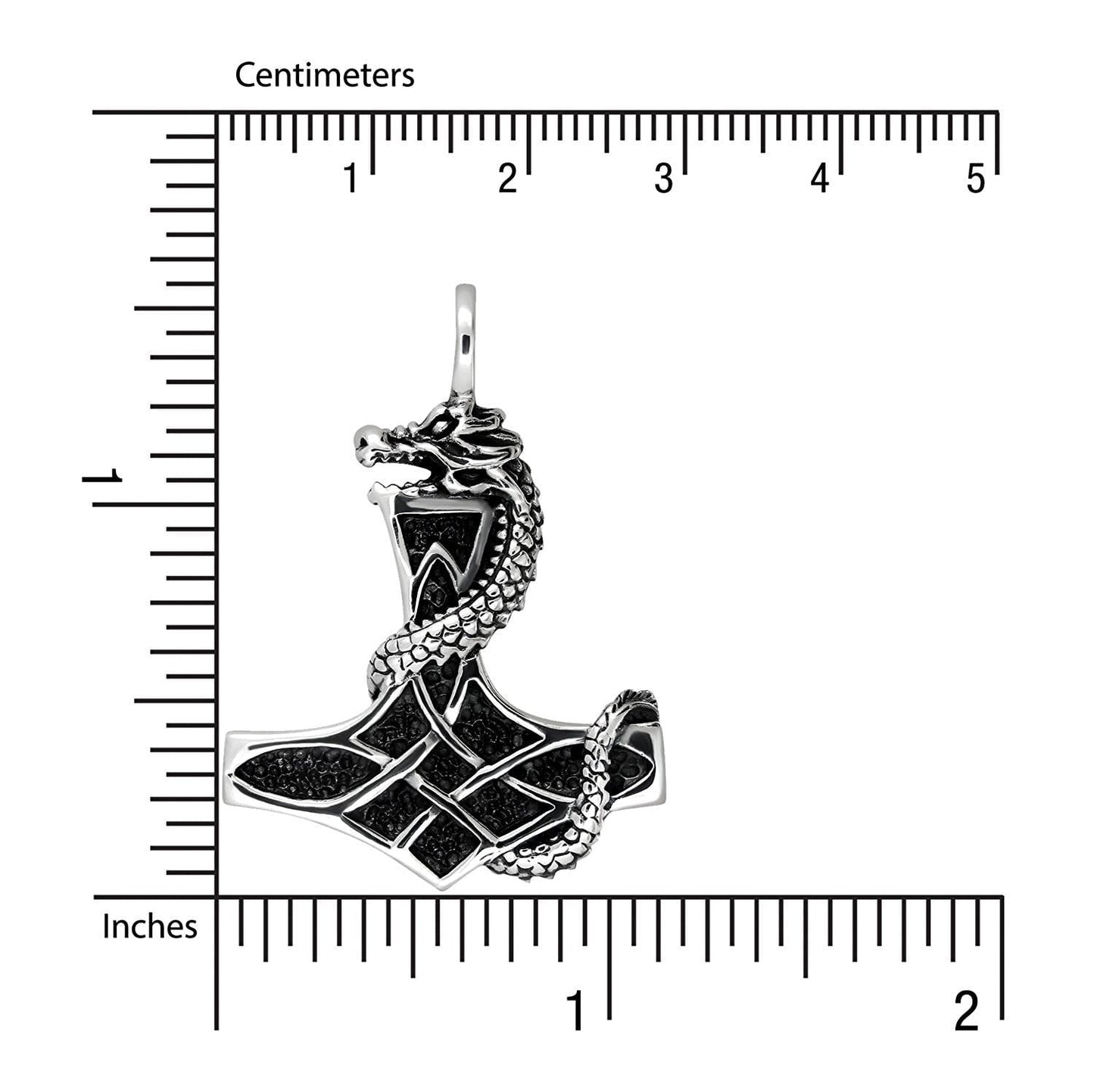 925 Sterling Silver Thor Hammer Viking Jormungand Solid Pendant - SilverMania925