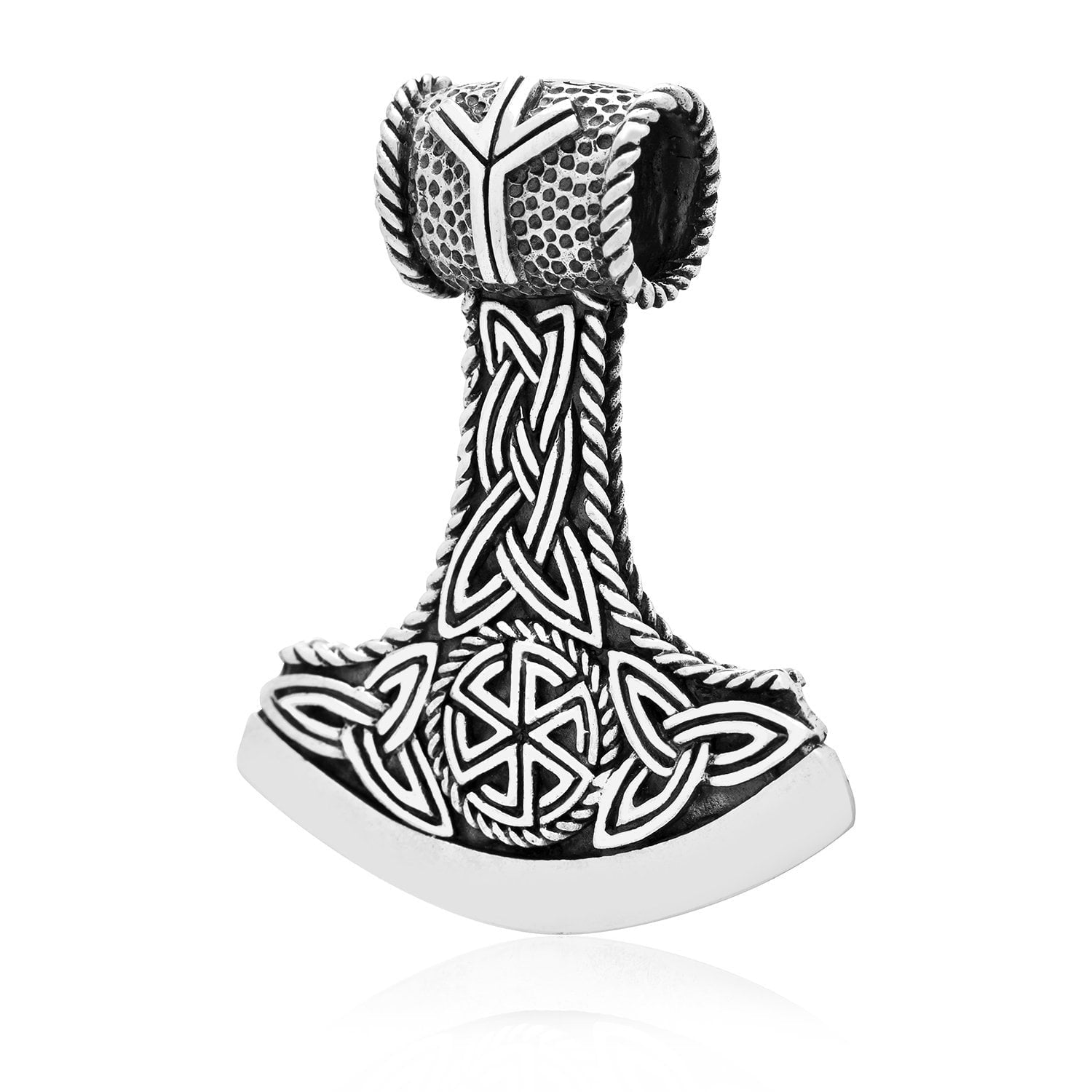 925 Sterling Silver Slavic Kolovrat Double Sided Pendant with Triquetra