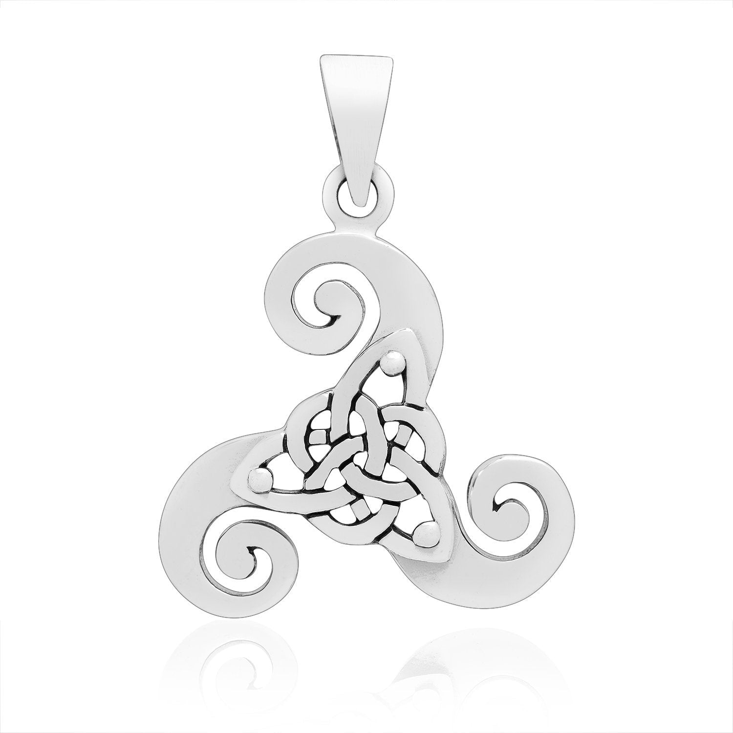 925 Sterling Silver Triskelion Pendant with Celtic Knotwork - SilverMania925