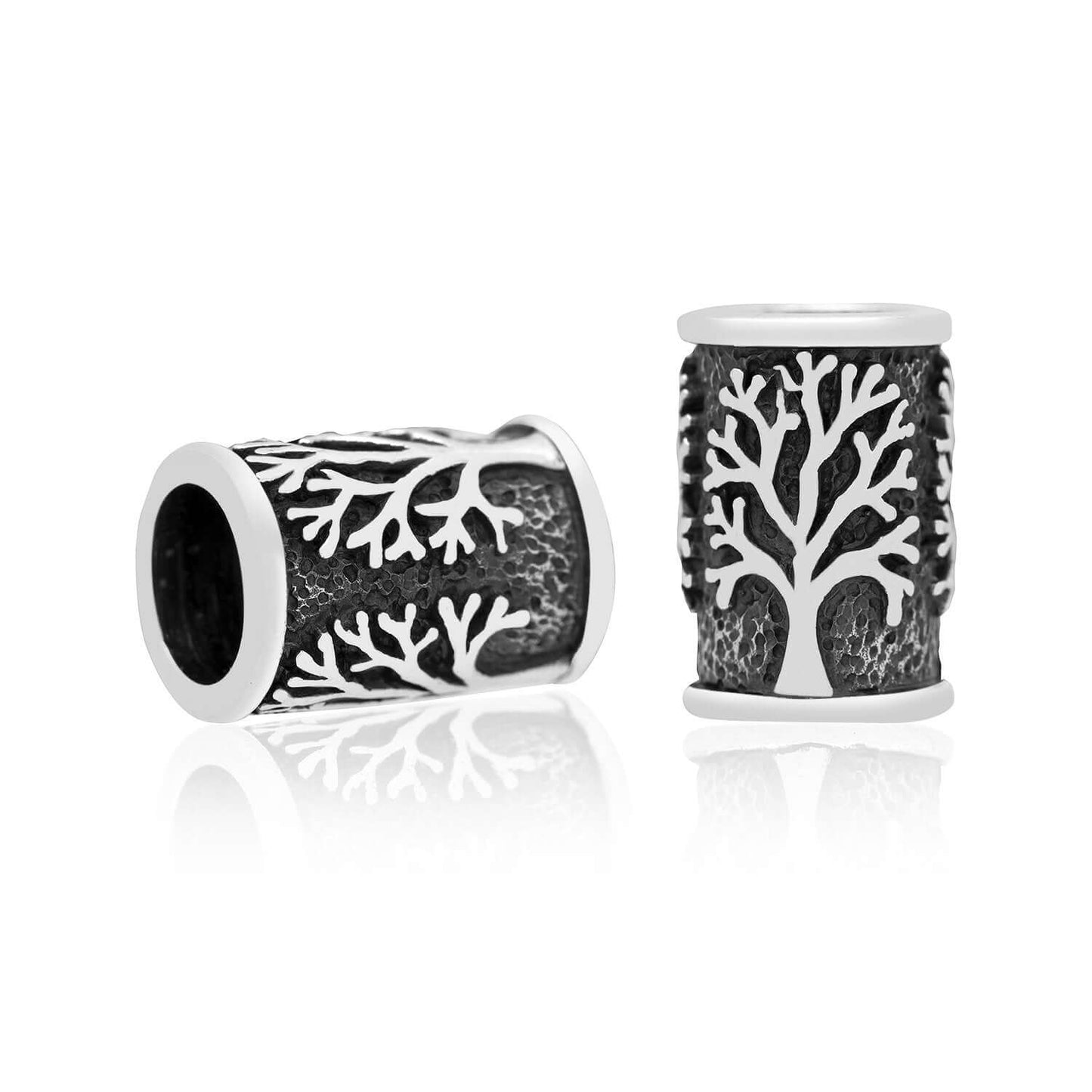 925 Sterling Silver Beard Bead with Viking Yggdrasil - SilverMania925
