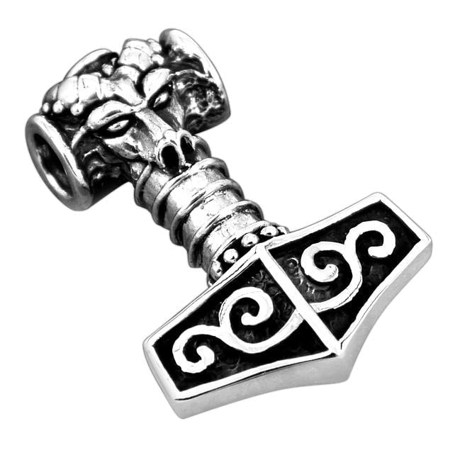 925 Sterling Silver Viking Mjolnir Ram Pendant - SilverMania925