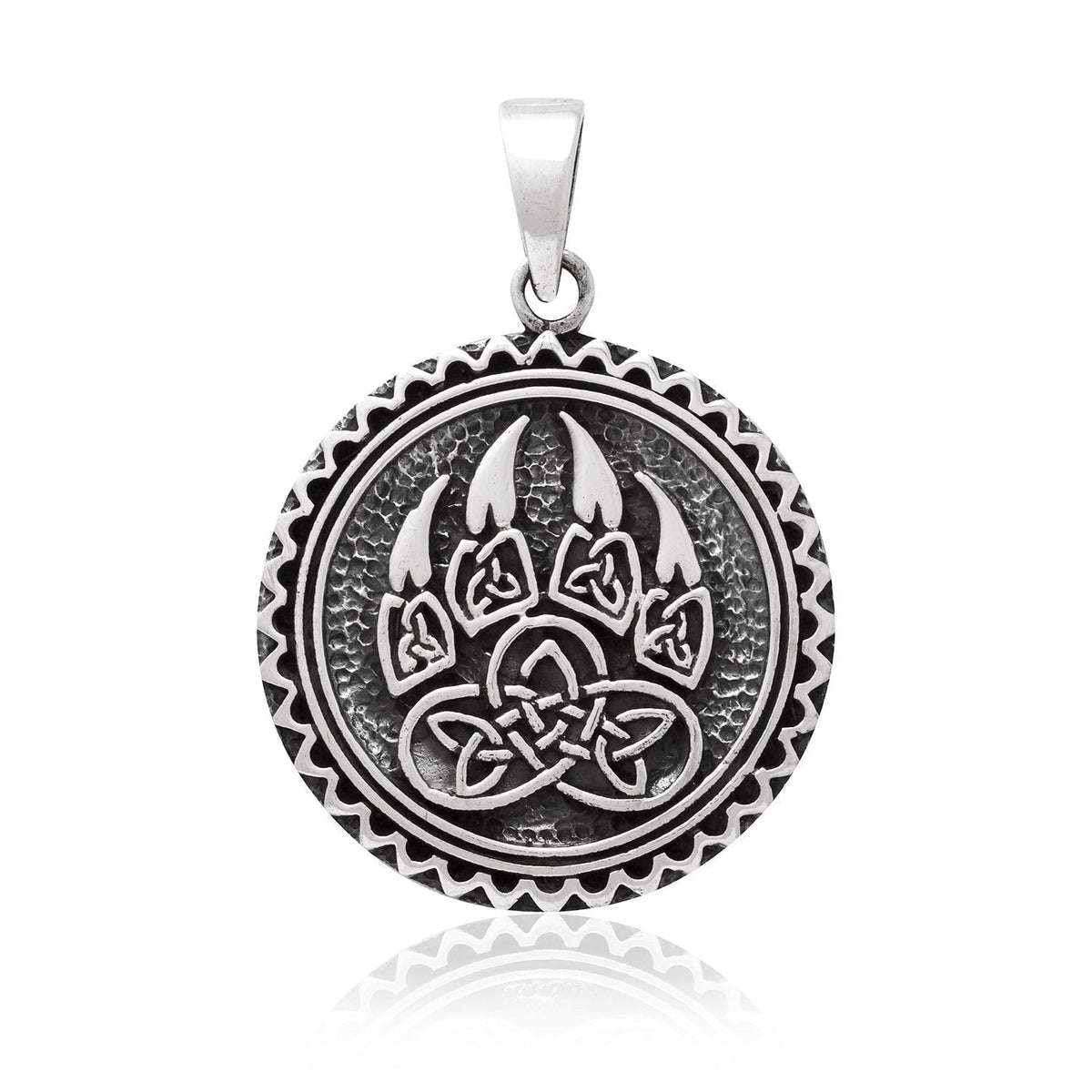 925 Sterling Silver Viking Print Bear Paw Claw Slavic Warding Veles Pendant - SilverMania925