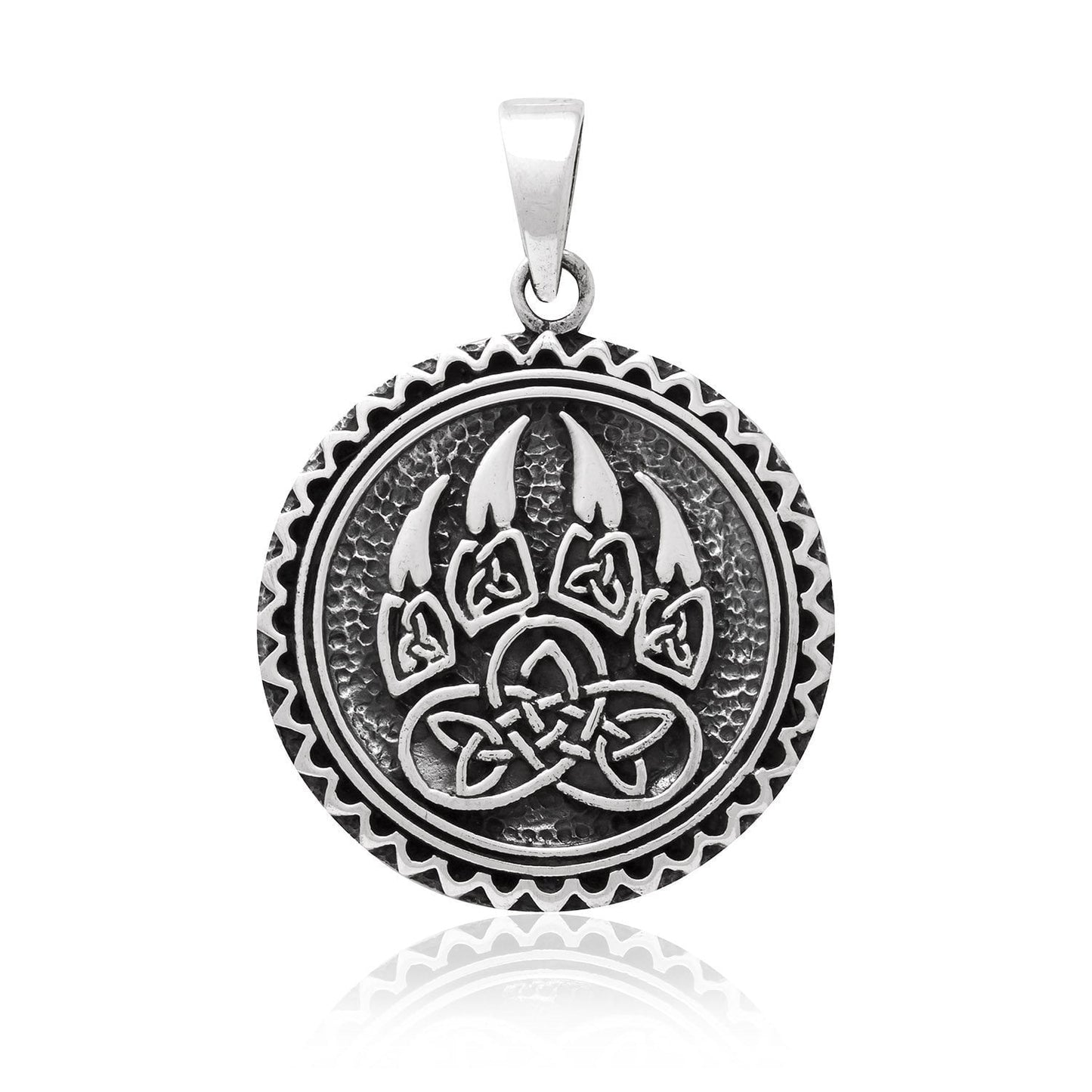 925 Sterling Silver Viking Print Bear Paw Claw Slavic Warding Veles Pendant - SilverMania925