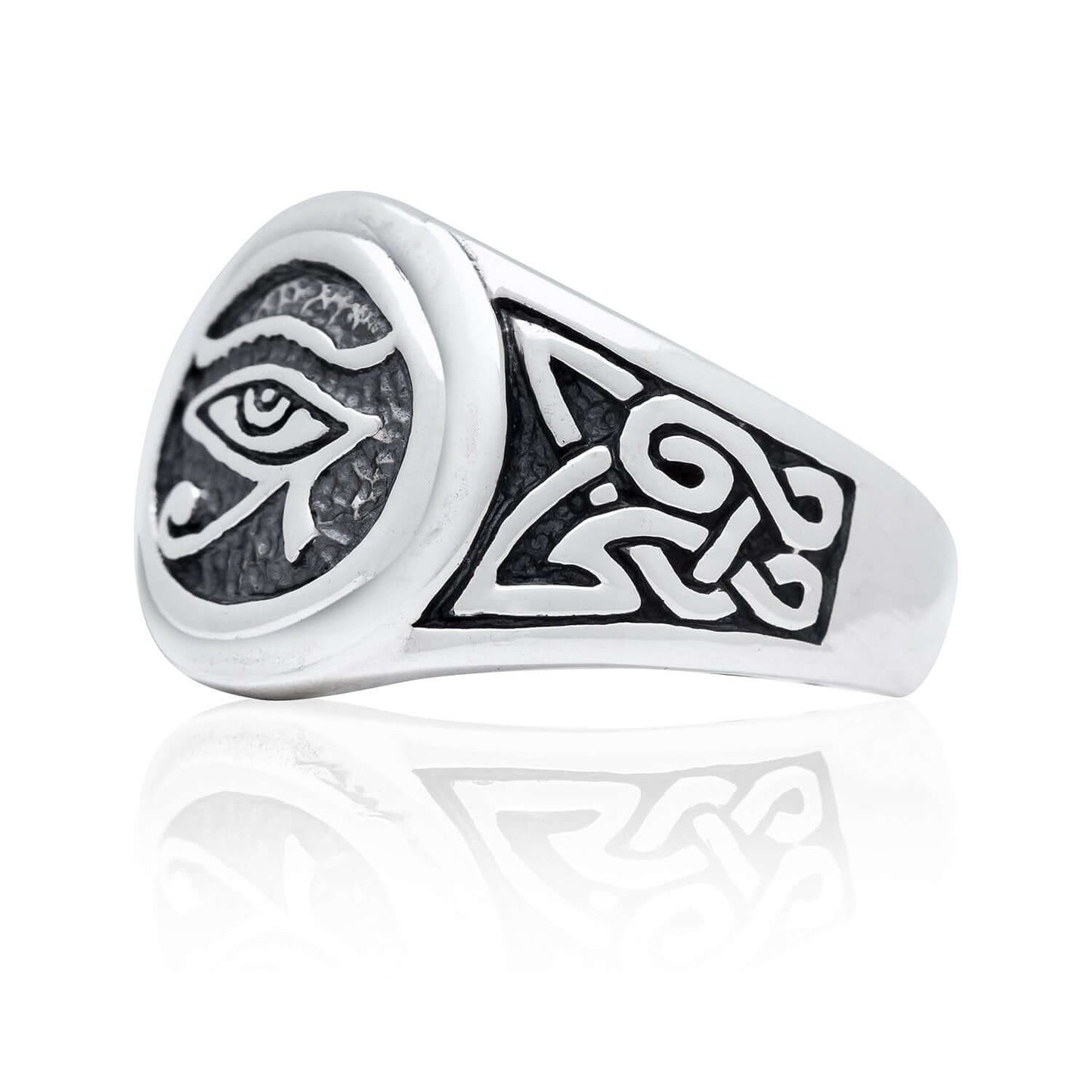 925 Sterling Silver Egypt Egyptian Eye of God Horus Ra Udjat Knotwork Ring - SilverMania925