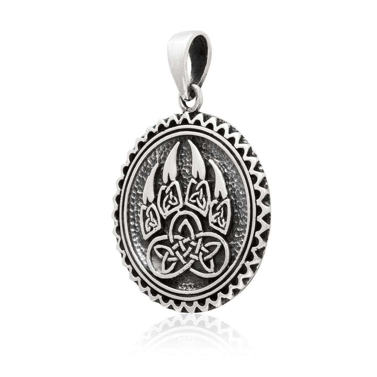 925 Sterling Silver Viking Print Bear Paw Claw Slavic Warding Veles Pendant - SilverMania925