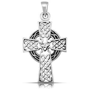 925 Sterling Silver Celtic Cross Knots Knotwork Filigree Big Charm Pendant