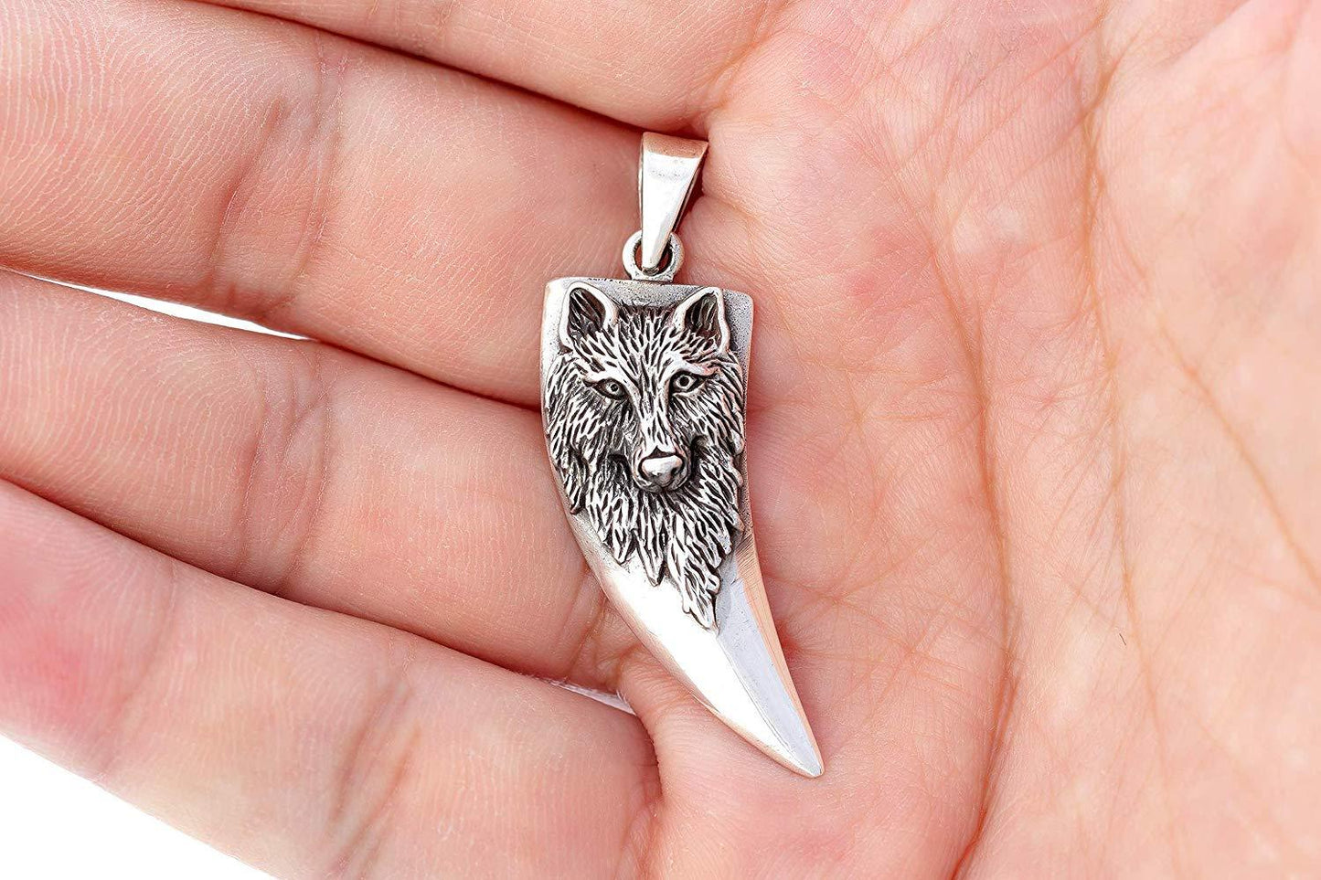 925 Sterling Silver Viking Wolf Tooth Protection Amulet - SilverMania925