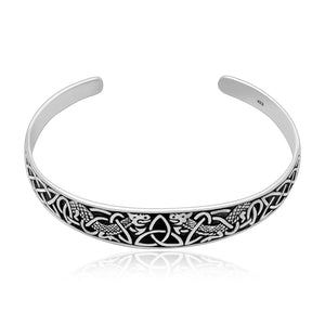 925 Sterling Silver Celtic Triquetra with Viking Jormungand Bangle