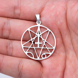 925 Sterling Silver Inverted Cross with Pentagram Satanic Pendant