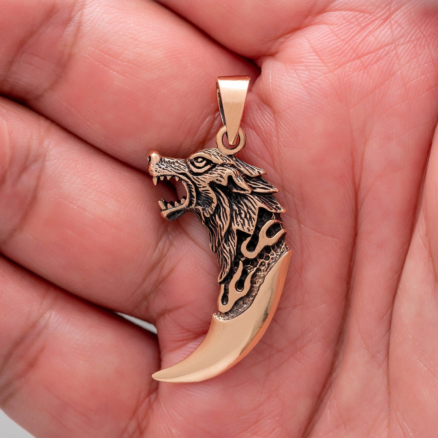 Viking Wolf Tooth Bronze Pendant - SilverMania925