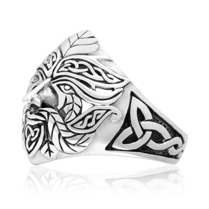 925 Sterling Silver Green Man Celtic Pagan Ring