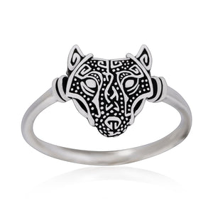925 Sterling Silver Viking Wolf Head Ring
