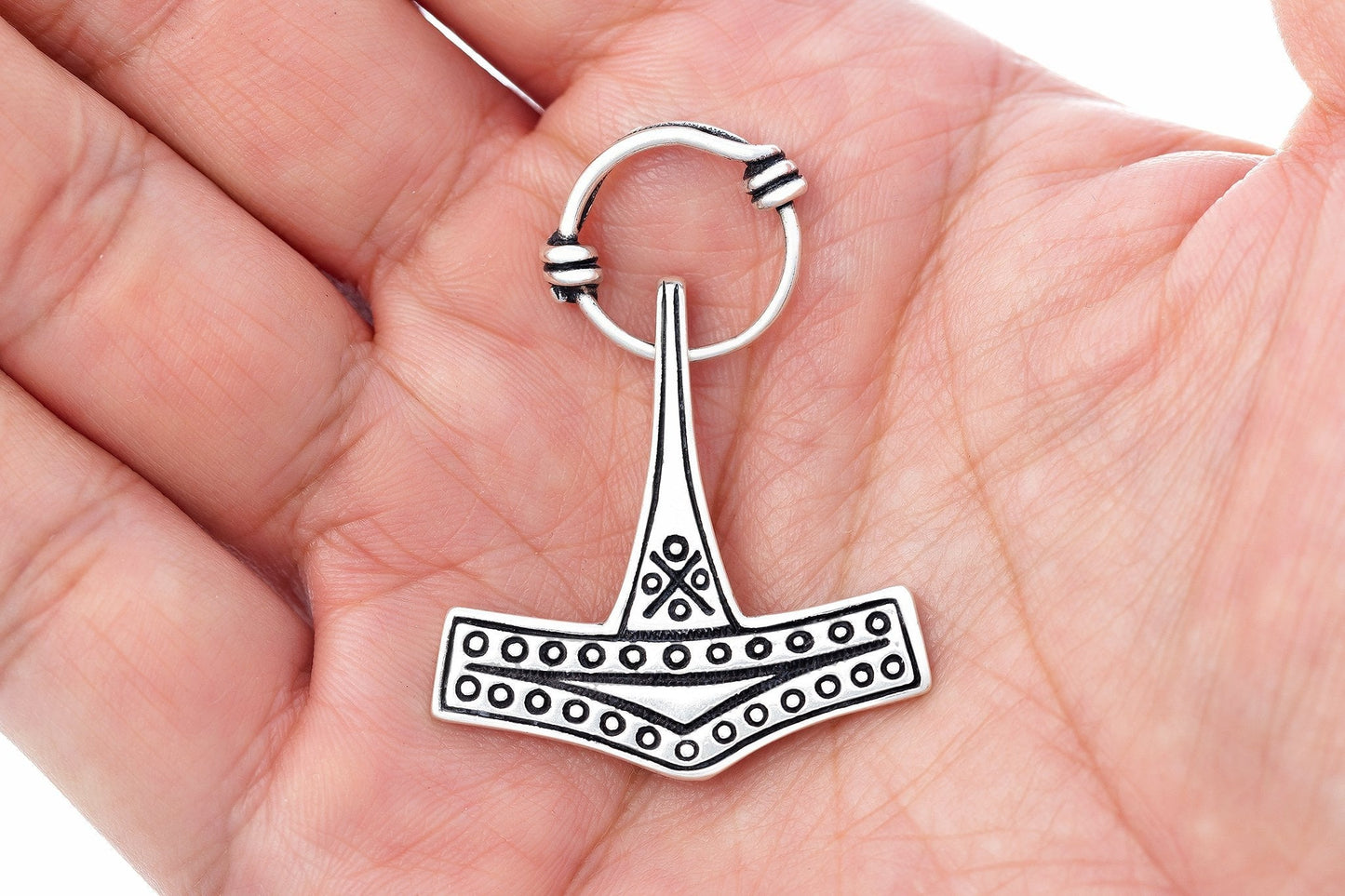 925 Sterling Silver Viking Mjolnir Pendant from Bornholm Island - SilverMania925