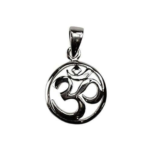 925 Sterling Silver Hindu Om Ohm Aum Buddhism Round Charm Pendant - SilverMania925