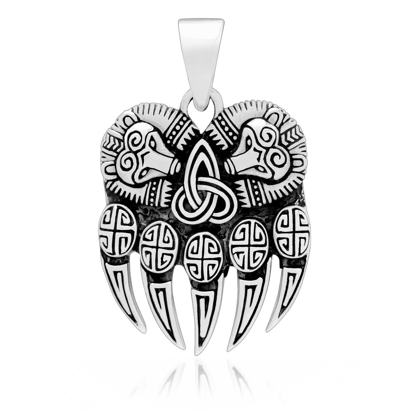 925 Sterling Silver Viking Bear Paw Claw Pendant - SilverMania925