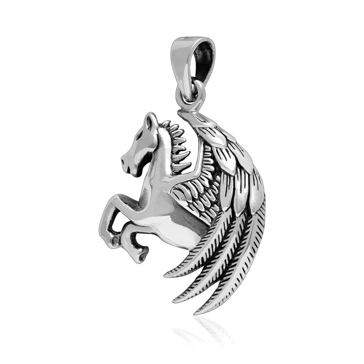 925 Sterling Silver Greek Mythology Pegasus Pendant - SilverMania925