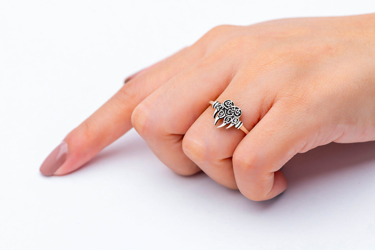 925 Sterling Silver Viking Bear Claw Ring - SilverMania925