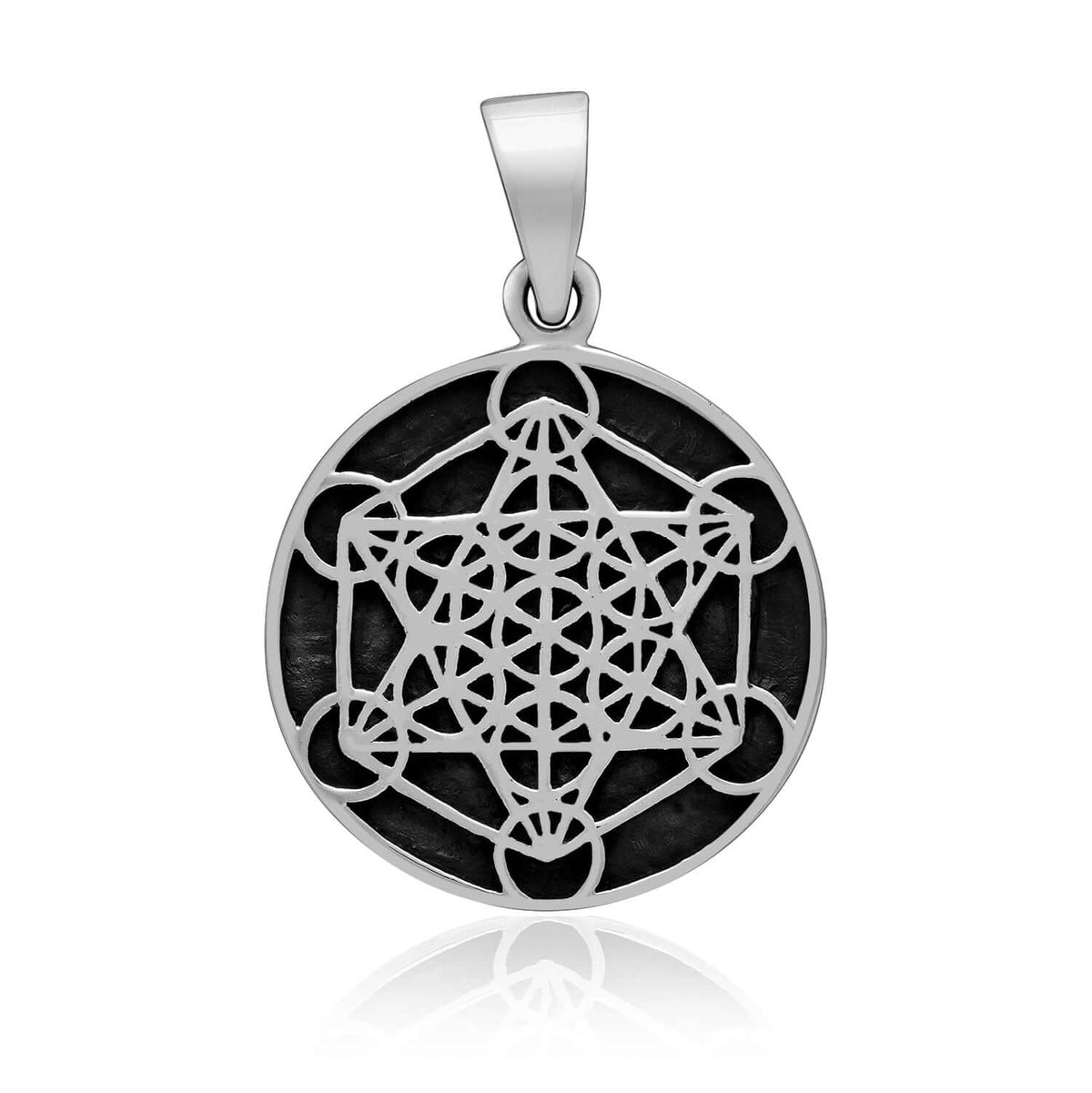 925 Sterling Silver Metatron Cube Angel Pendant - SilverMania925