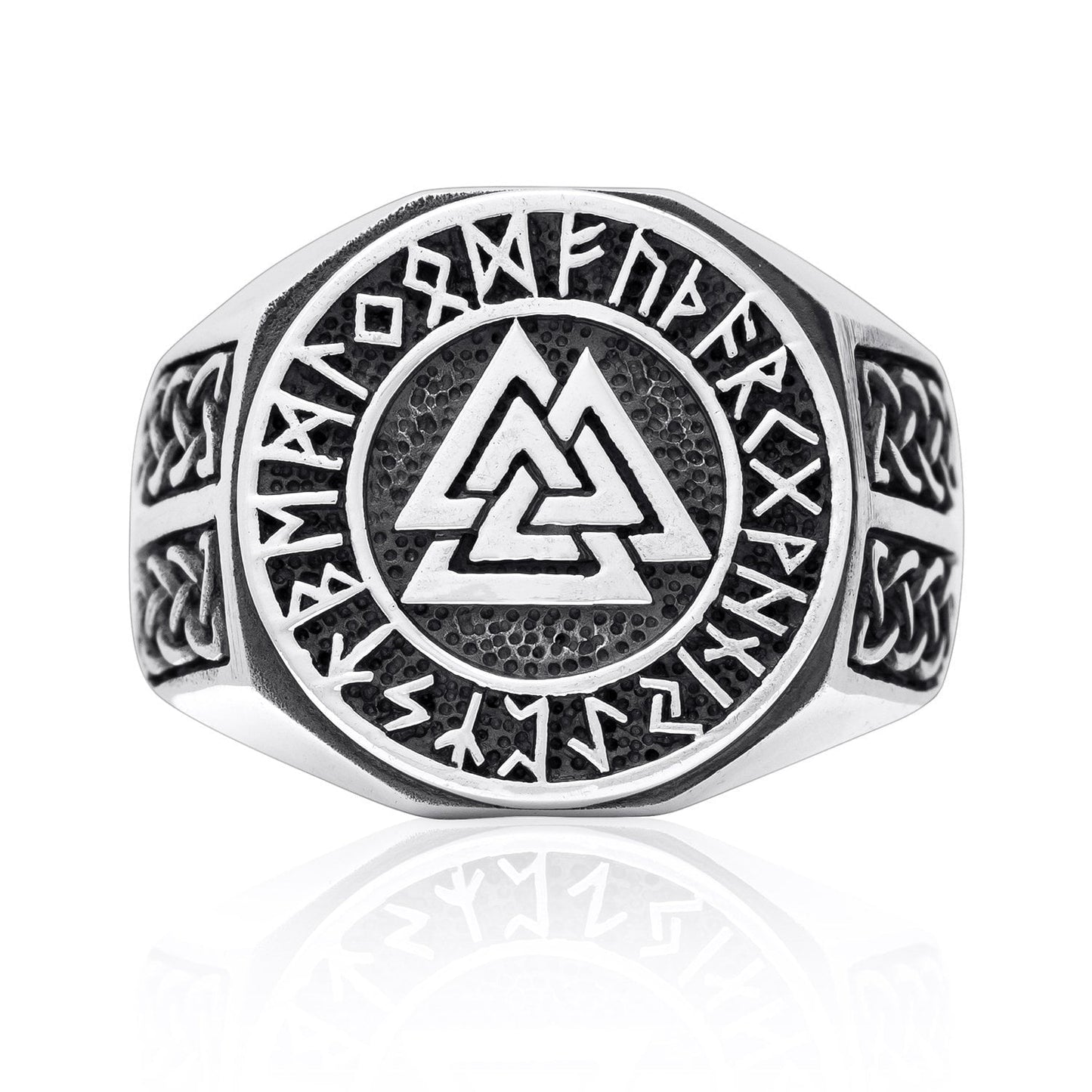 925 Sterling Silver Valknut Norse Runes Knotwork Viking Jewelry Ring - SilverMania925