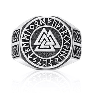 925 Sterling Silver Valknut Norse Runes Knotwork Viking Jewelry Ring