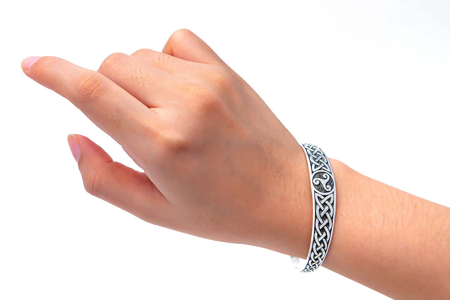 925 Sterling Silver Celtic Triskelion with Infinity Knots Bangle - SilverMania925