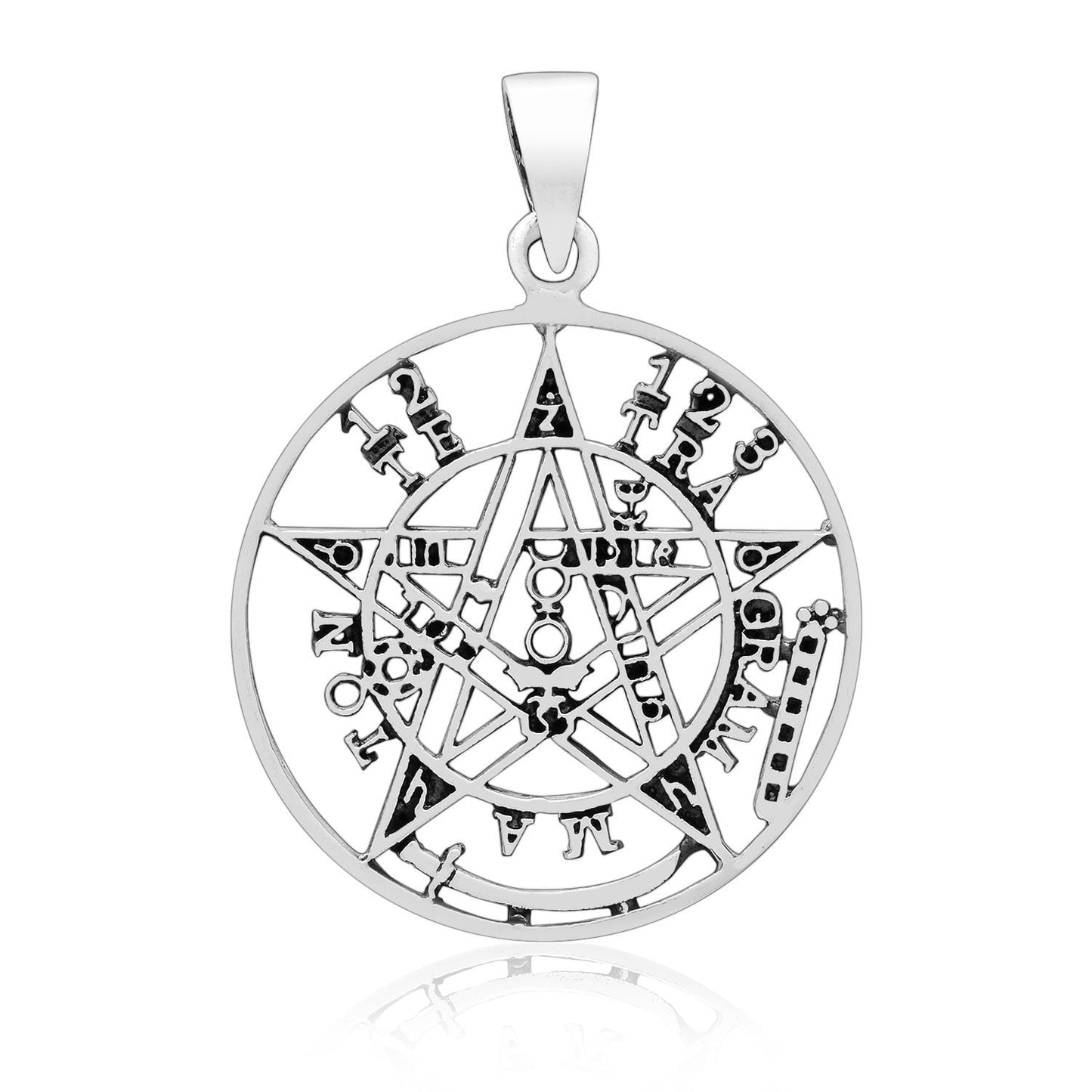 925 Sterling Silver Tetragrammaton Seal of Solomon Cutout Pendant - SilverMania925