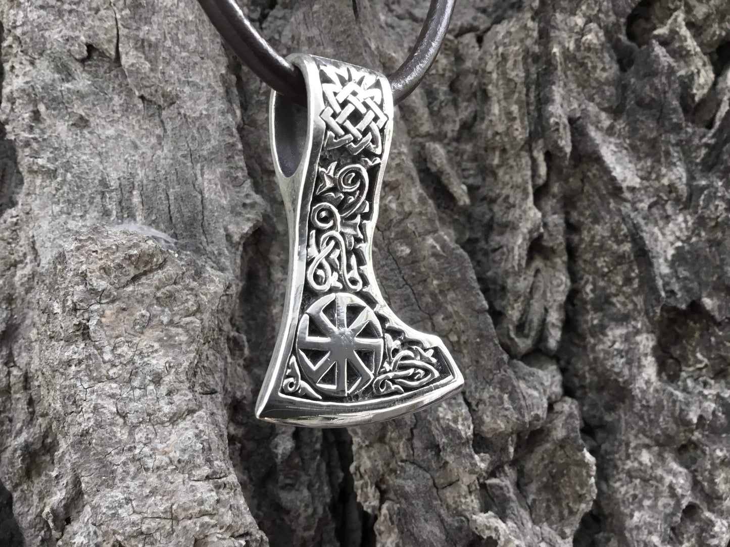 925 Sterling Silver Viking Slavic Kolovrat Sun Wheel Double Sided Pendant - SilverMania925