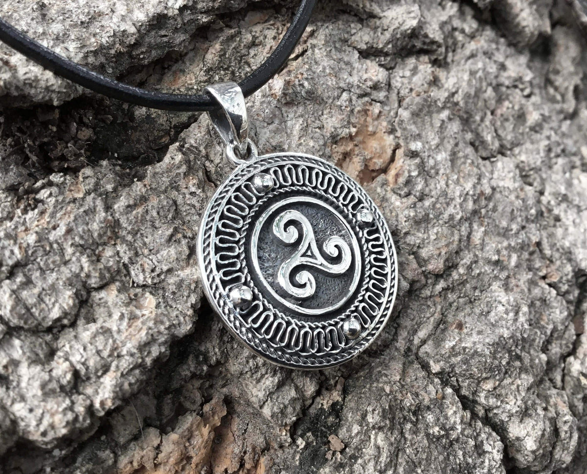 925 Sterling Silver Celtic Triskelion Pagan Pendant - SilverMania925