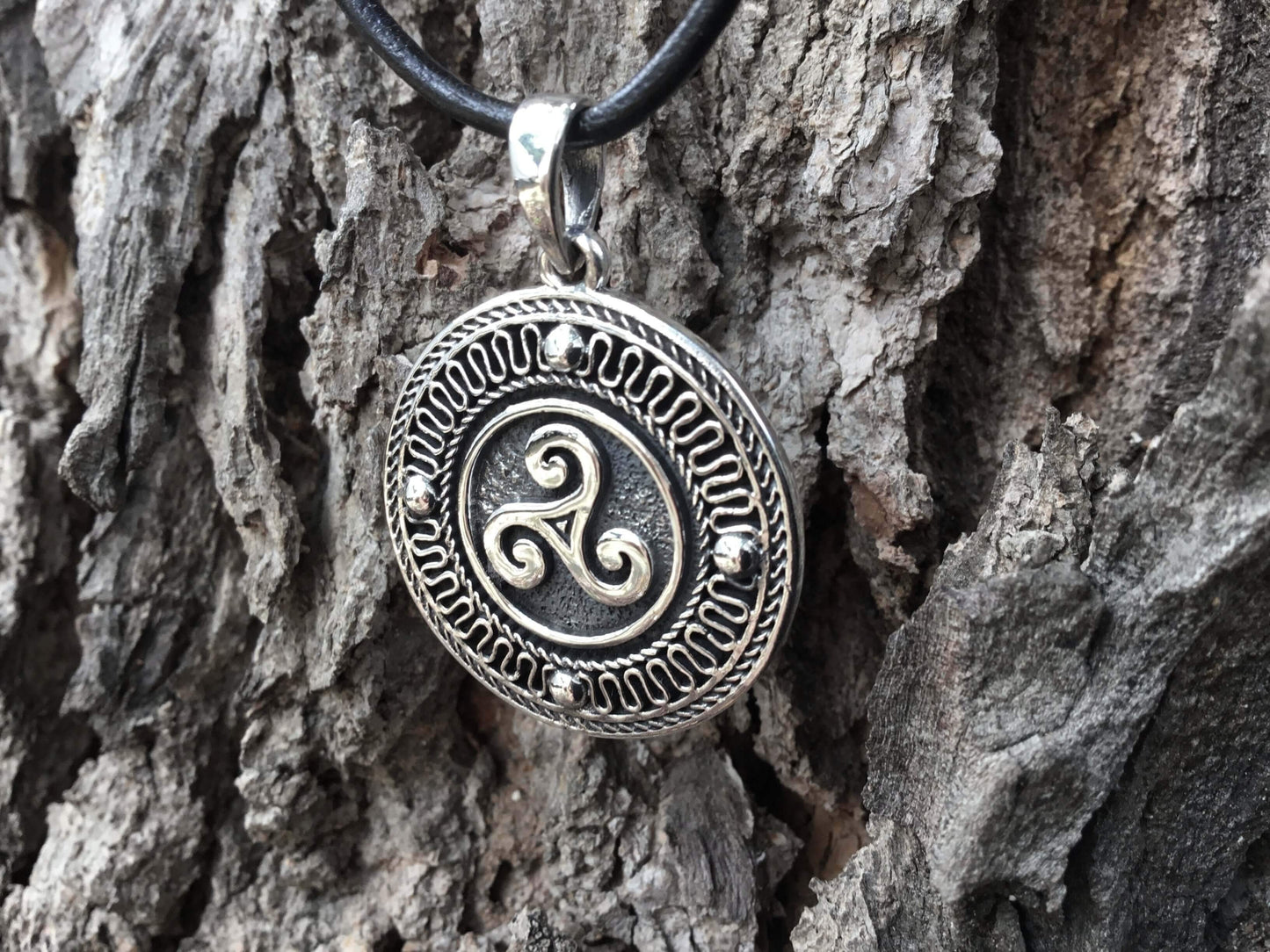 925 Sterling Silver Celtic Triskelion Pagan Pendant - SilverMania925
