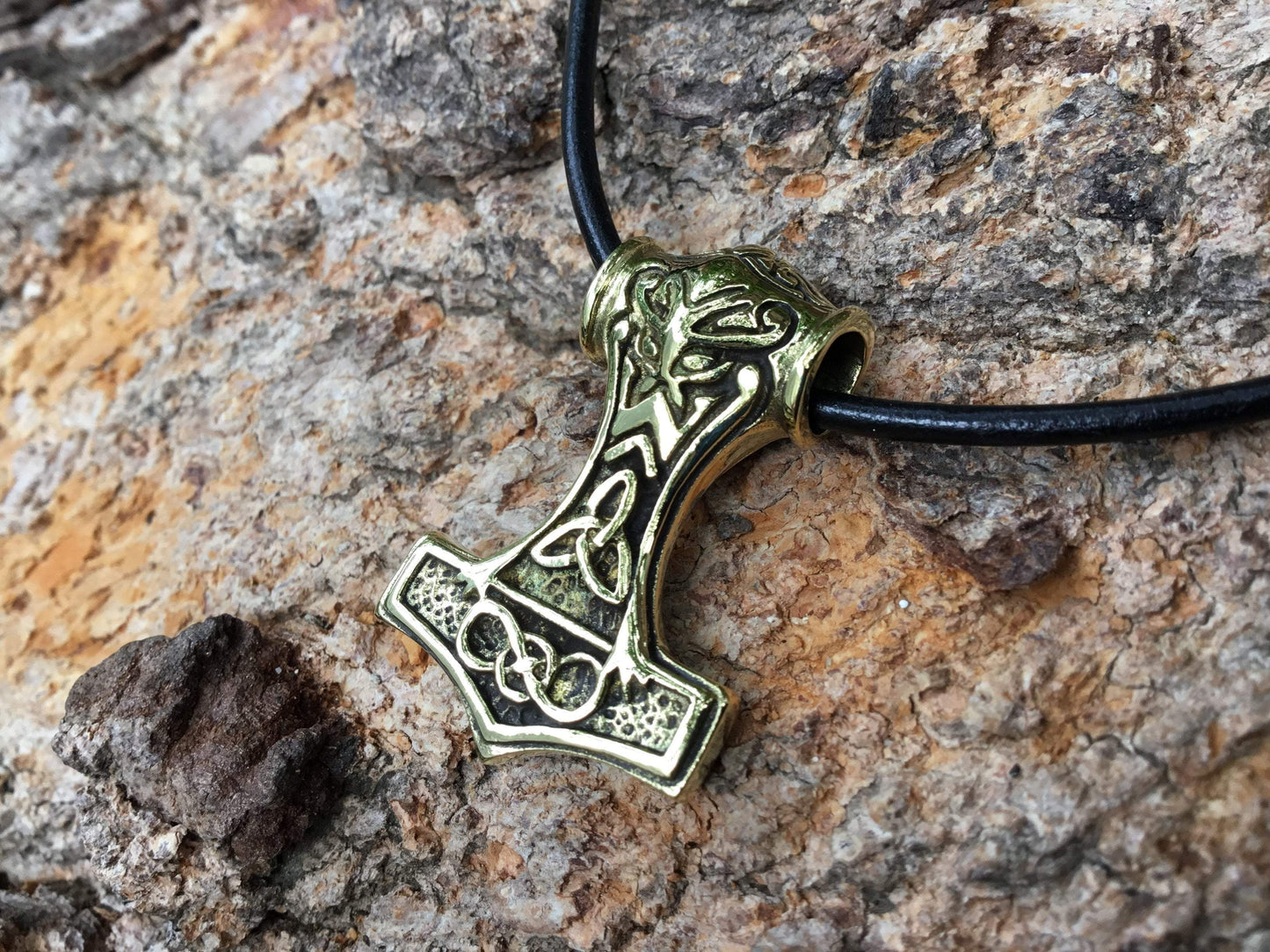 Brass Thor Pendant Mjolnir Viking Pendant - SilverMania925