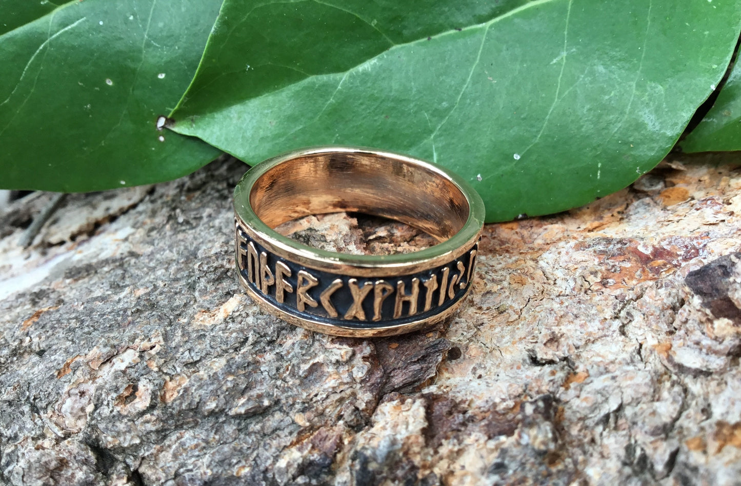 Viking Norse Runes Band Bronze Ring - SilverMania925