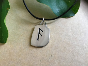 Sterling Silver Viking Ansuz Rune Antique Finish Pendant