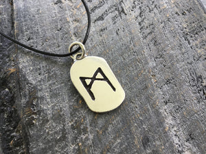 Sterling Silver Viking Rune Mannaz Antique Finish Pendant