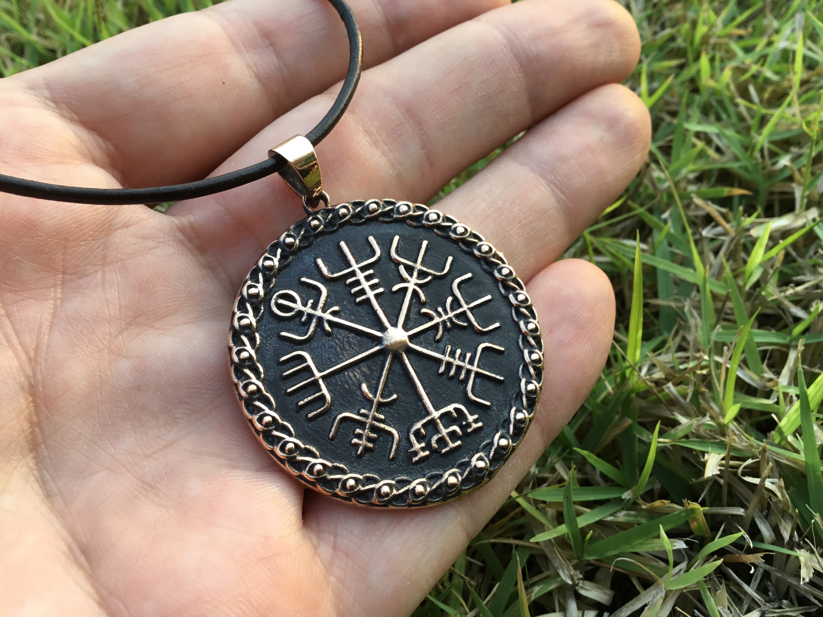 Viking Vegvisir Compass Bronze Pendant - SilverMania925