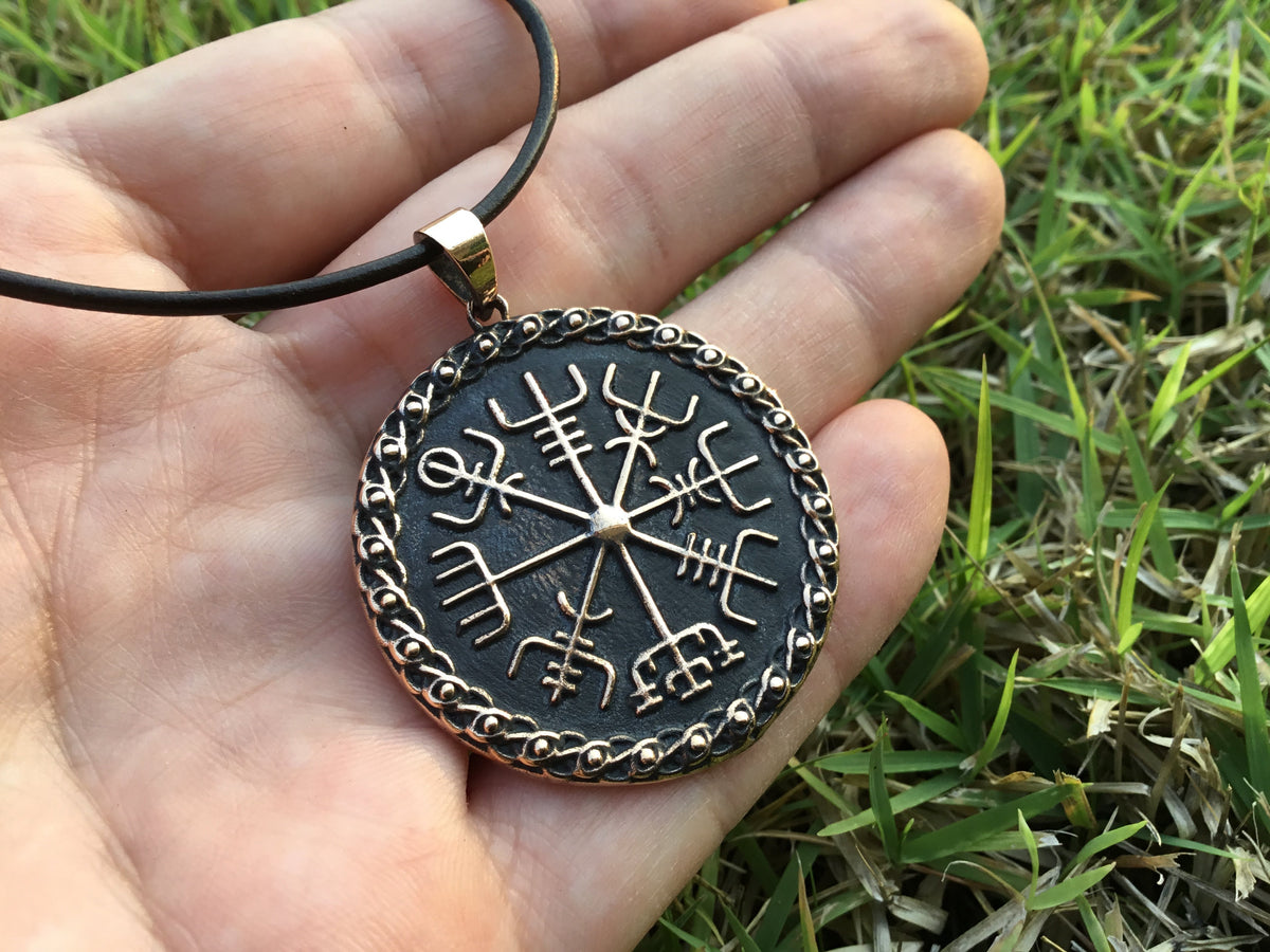 Viking Vegvisir Compass Bronze Pendant - SilverMania925