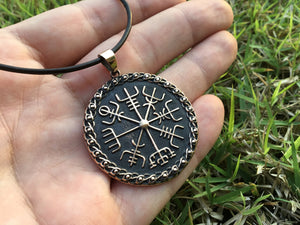 Viking Vegvisir Compass Bronze Pendant