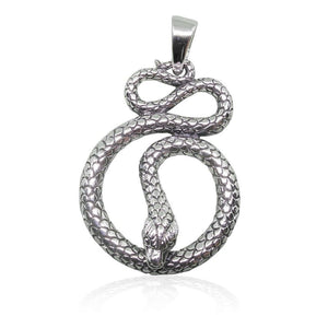 925 Sterling Silver Detailed Cobra Snake Infinity Serpent Pendant