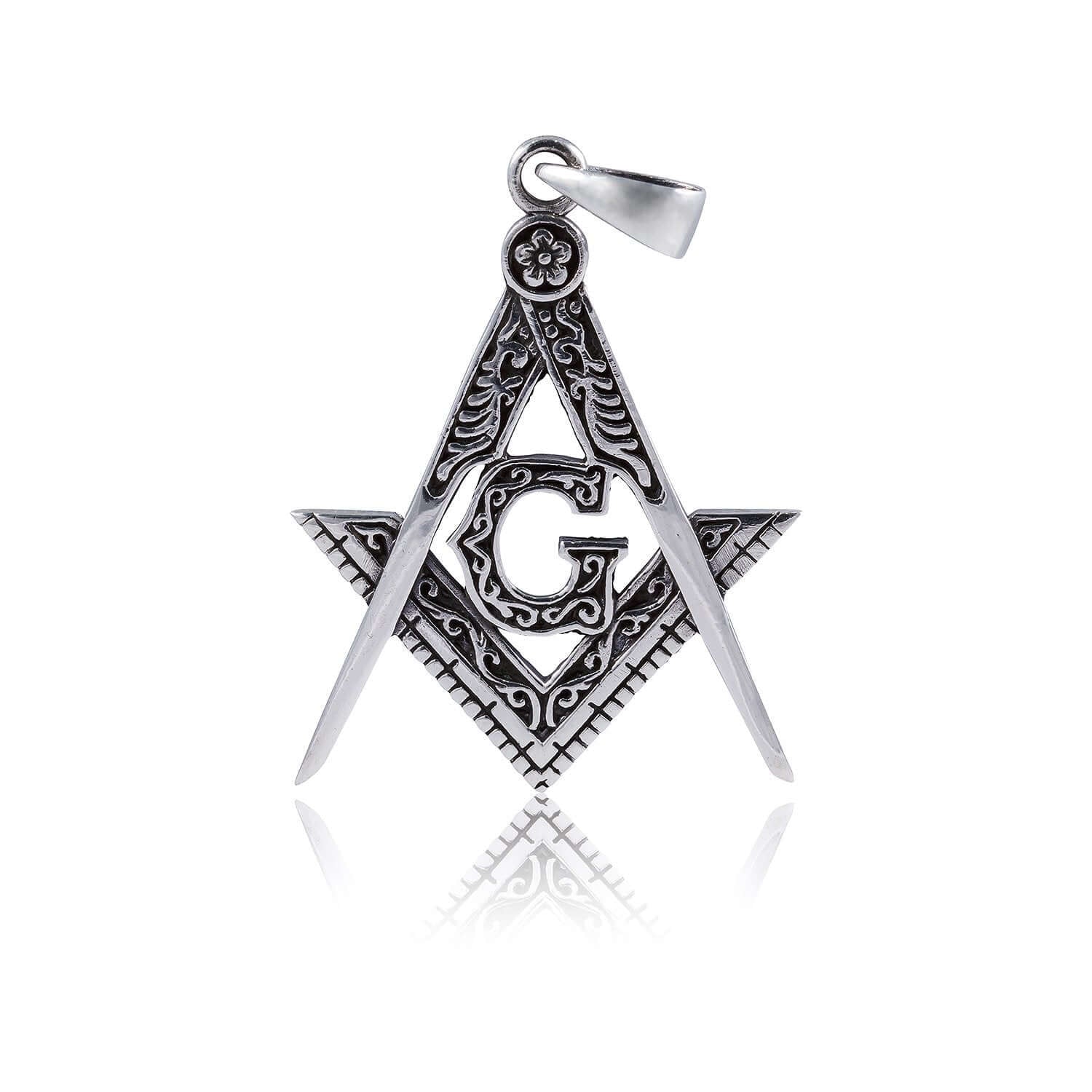 925 Sterling Silver Masonic Mason Freemasonry Freemason Compass Pendant