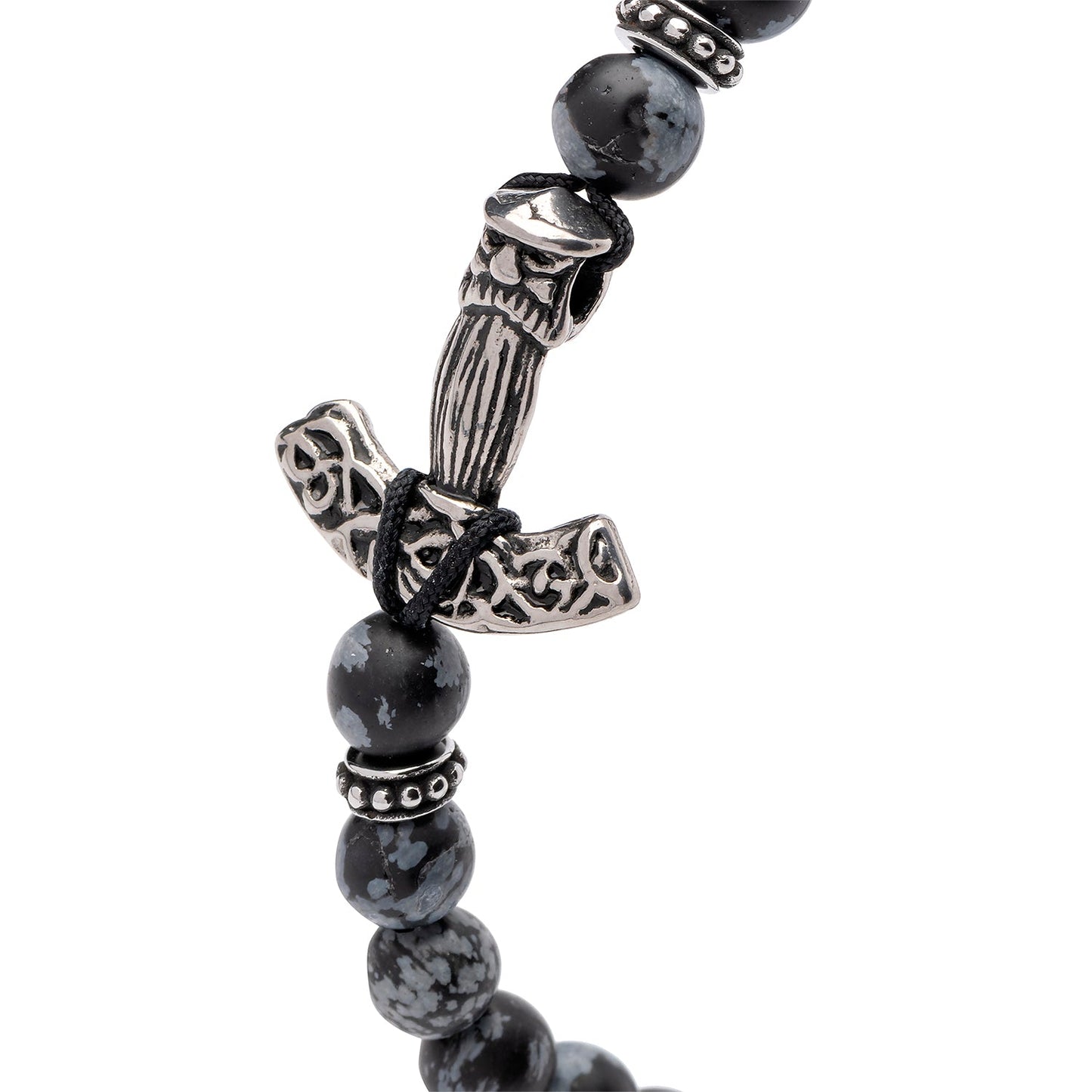 Viking Mjolnir Bracelet with Spider Web Beads - SilverMania925