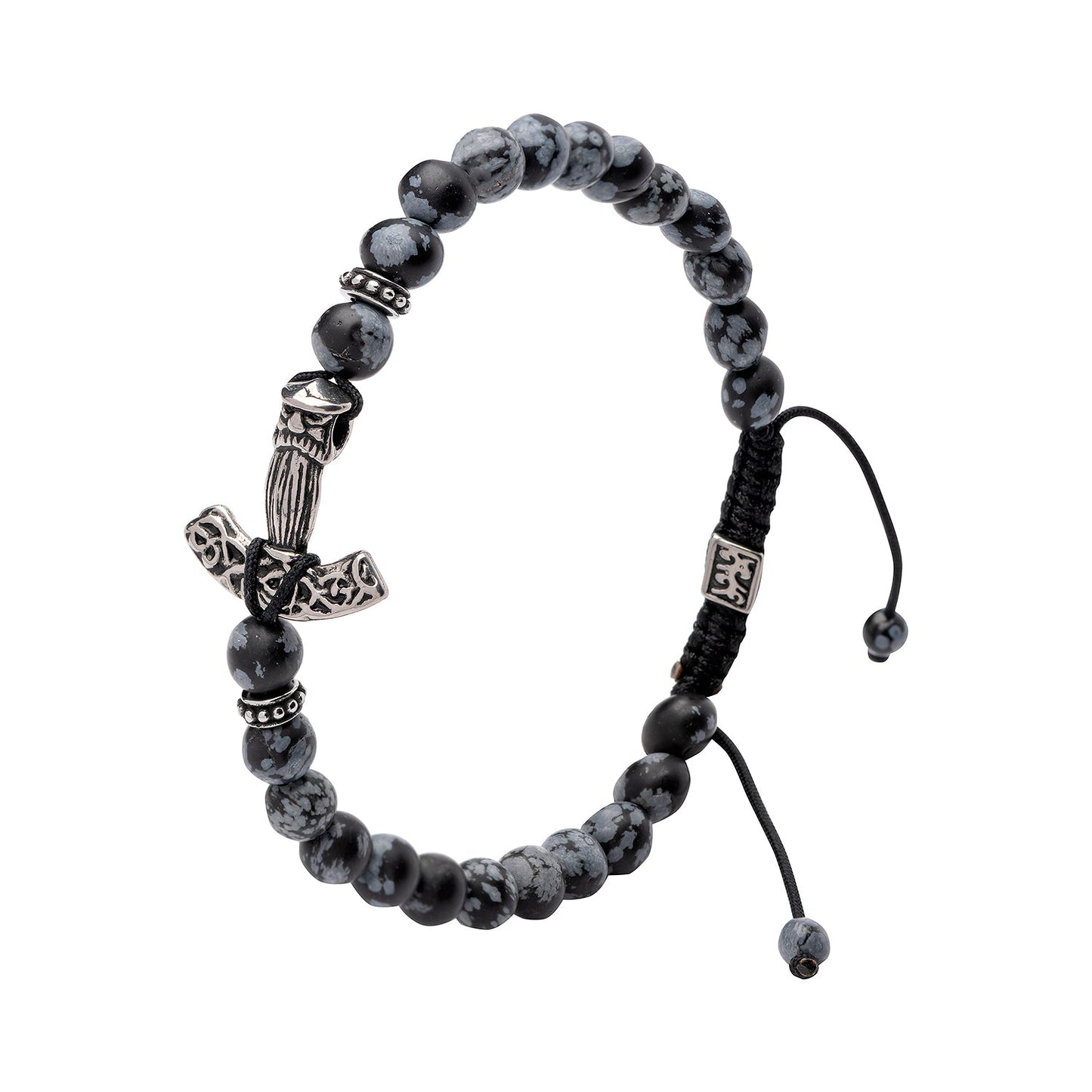 Viking Mjolnir Bracelet with Spider Web Beads - SilverMania925