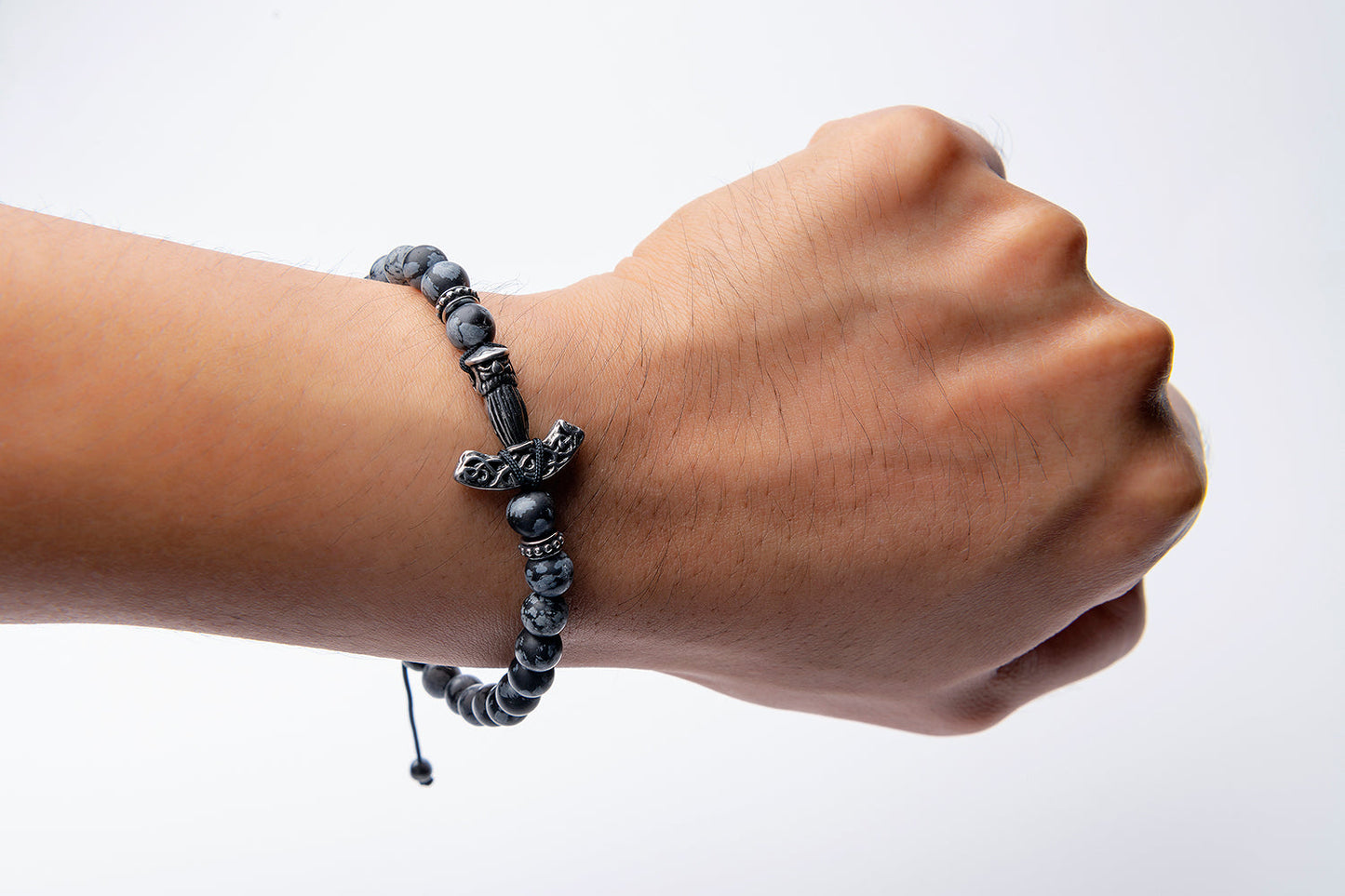 Viking Mjolnir Bracelet with Spider Web Beads - SilverMania925