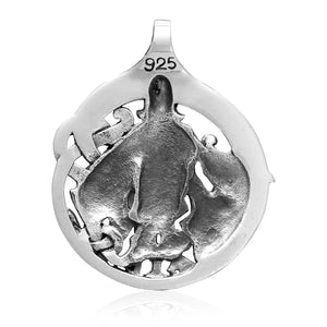 925 Sterling Silver War God Tyr with Fenrir Pendant