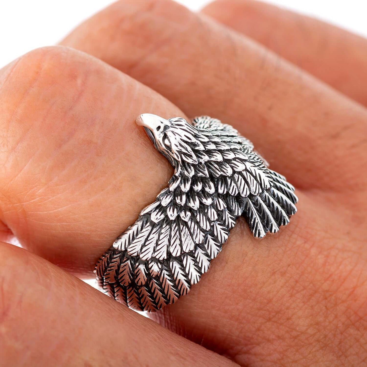 925 Sterling Silver Flying Eagle Ring - SilverMania925