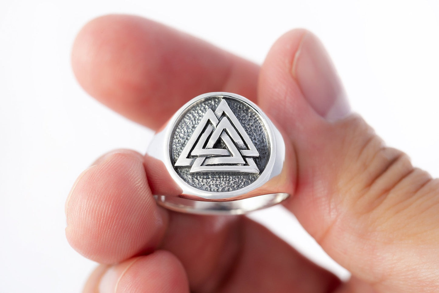 925 Sterling Silver Viking Valknut Ring - SilverMania925