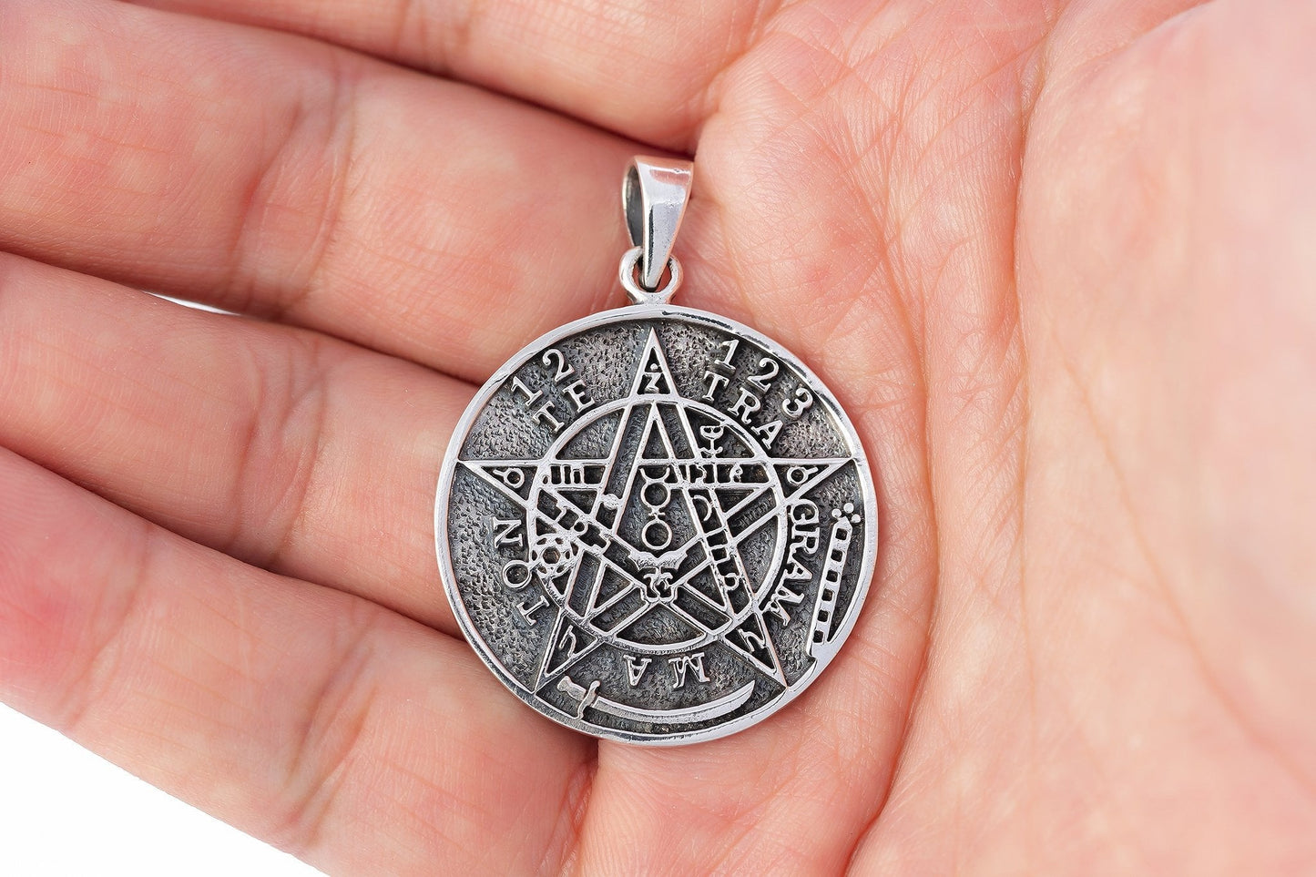 925 Sterling Silver Tetragrammaton Seal of Solomon Pendant - SilverMania925