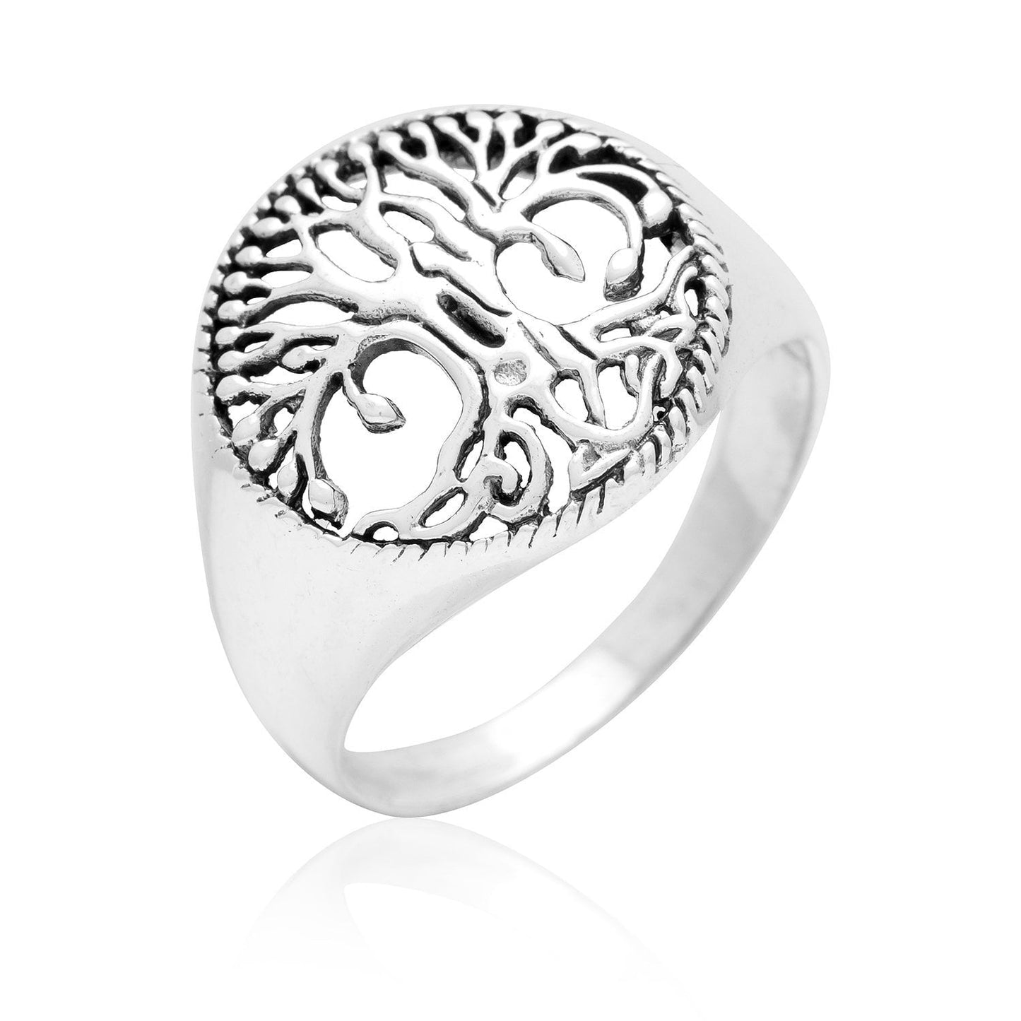 925 Sterling Silver Viking Tree of Life Yggdrasil Ring - SilverMania925