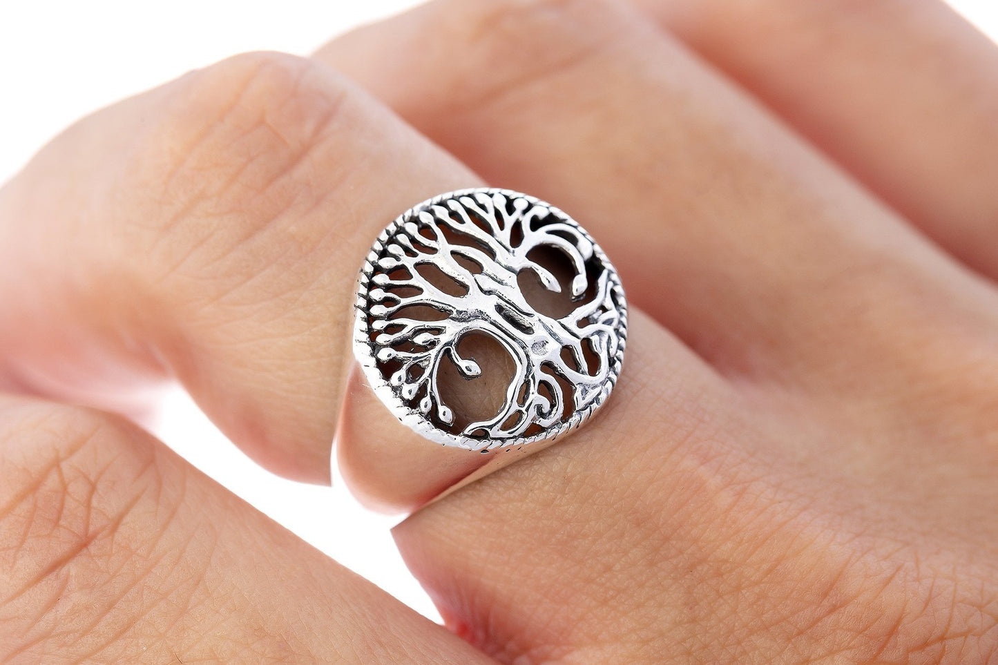 925 Sterling Silver Viking Tree of Life Yggdrasil Ring - SilverMania925